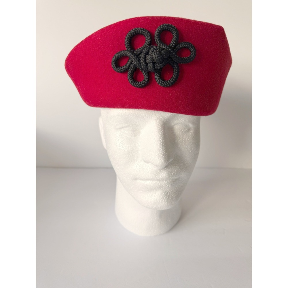 Street Smart Womens Vintage Red Wool Felt Pillbox Hat OS Red Preppy Feminine